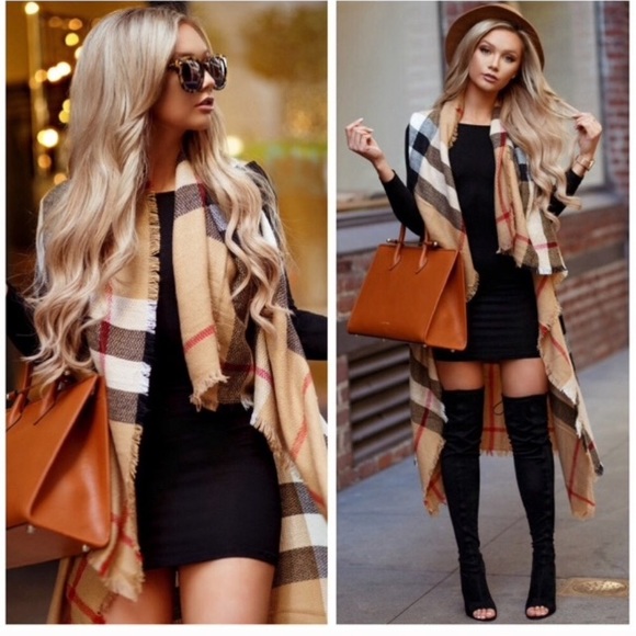 Last 1!New Timeless Soft Plaid Vest w/Frayed Ends - Picture 4 of 8